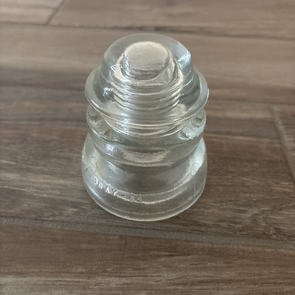 Vintage Hemingray 45 Clear Glass Electrical Insulator Made in USA